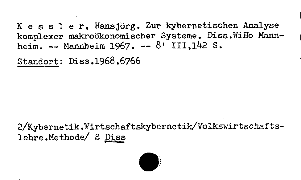 [Katalogkarte Dissertationenkatalog bis 1980]