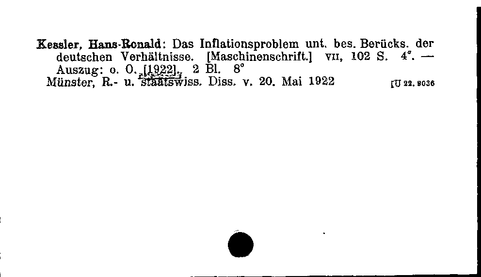 [Katalogkarte Dissertationenkatalog bis 1980]