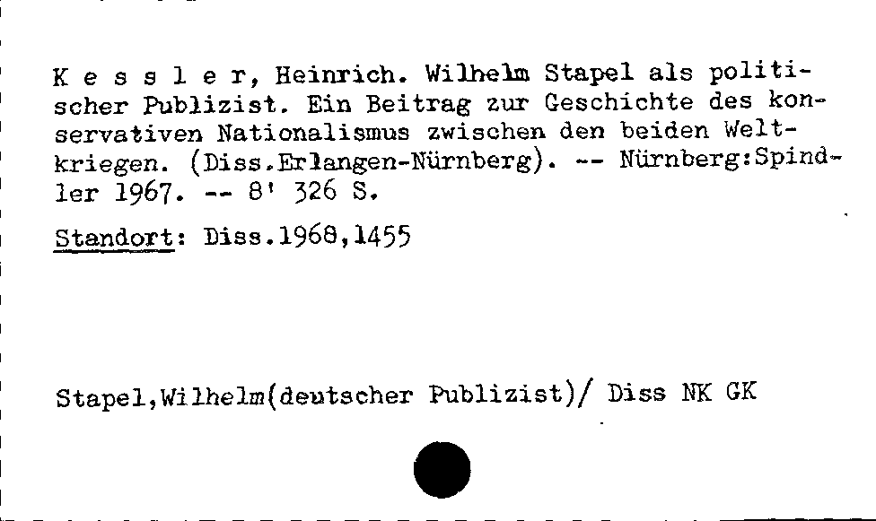 [Katalogkarte Dissertationenkatalog bis 1980]