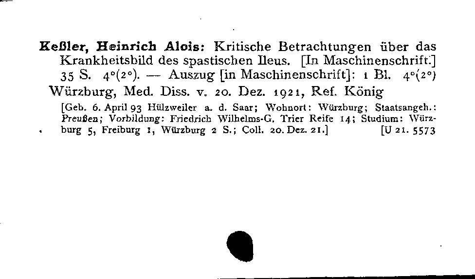 [Katalogkarte Dissertationenkatalog bis 1980]
