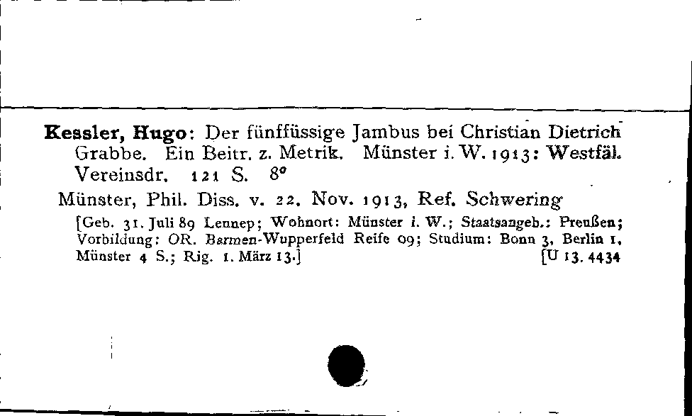 [Katalogkarte Dissertationenkatalog bis 1980]