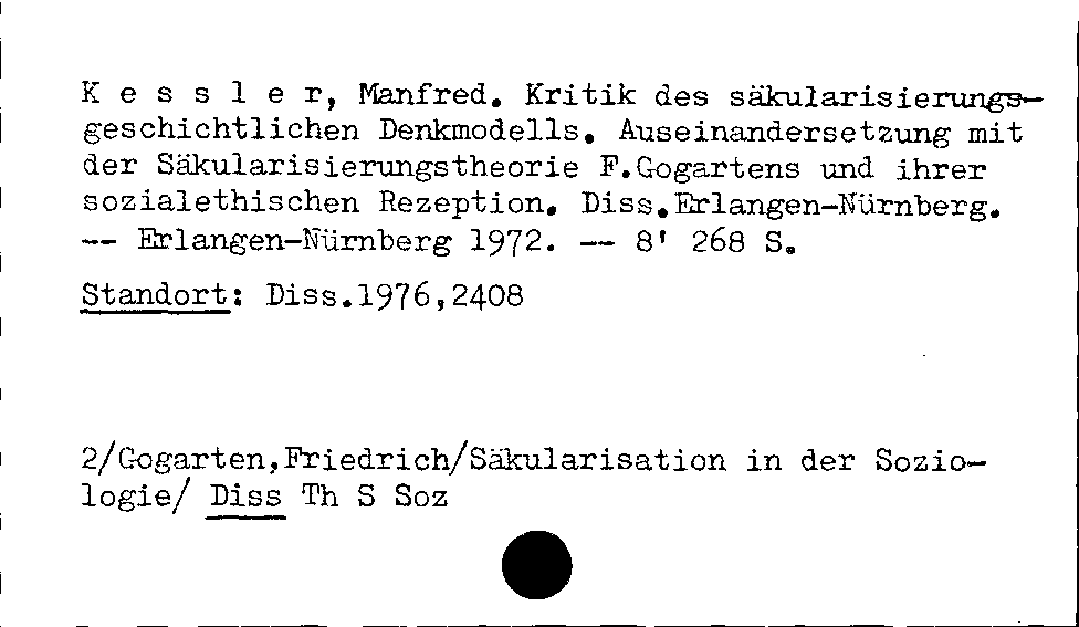 [Katalogkarte Dissertationenkatalog bis 1980]