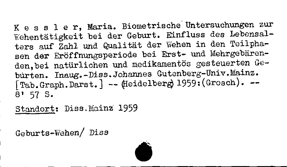 [Katalogkarte Dissertationenkatalog bis 1980]