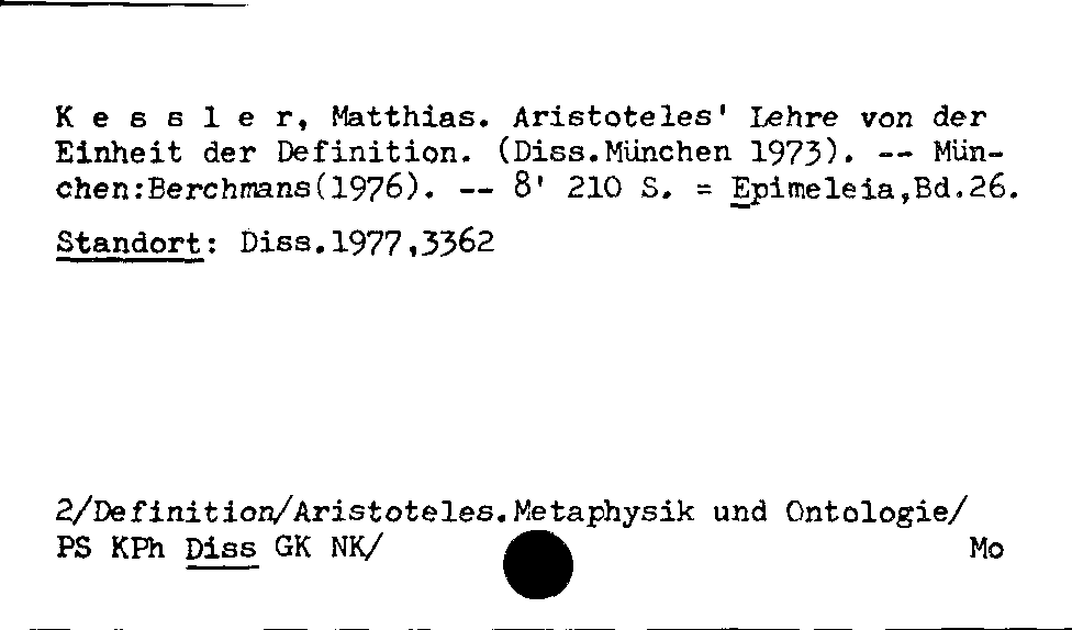 [Katalogkarte Dissertationenkatalog bis 1980]