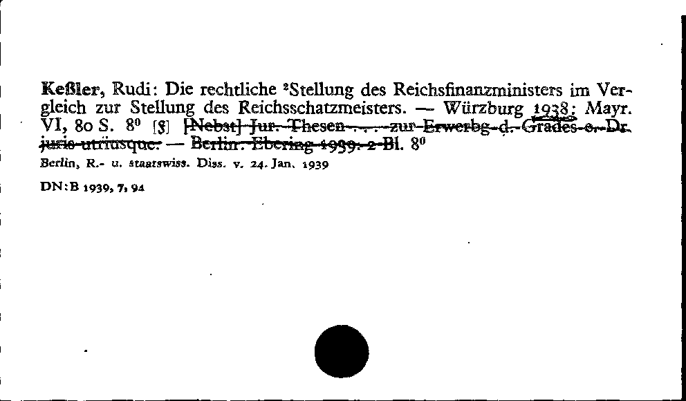 [Katalogkarte Dissertationenkatalog bis 1980]