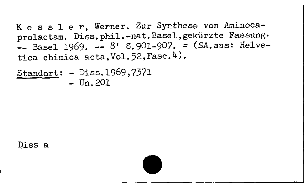 [Katalogkarte Dissertationenkatalog bis 1980]