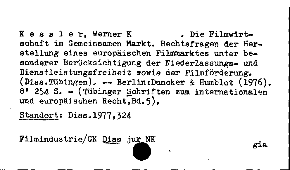 [Katalogkarte Dissertationenkatalog bis 1980]