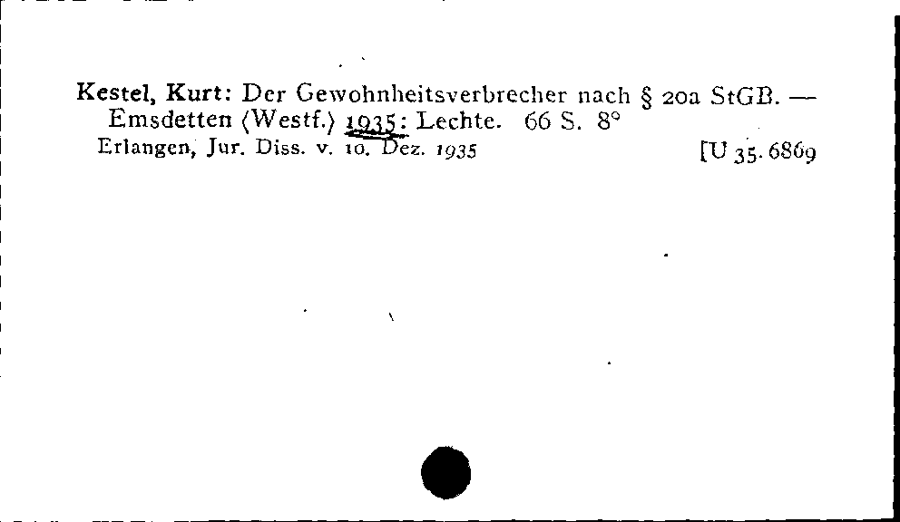 [Katalogkarte Dissertationenkatalog bis 1980]
