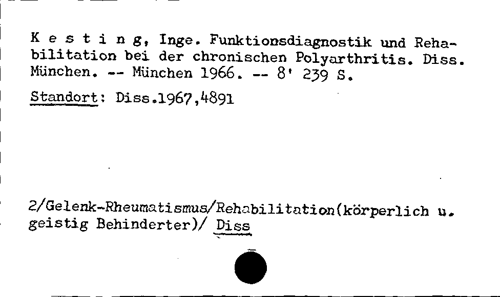 [Katalogkarte Dissertationenkatalog bis 1980]