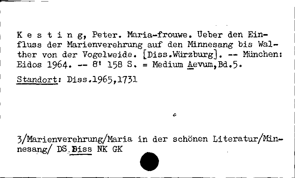 [Katalogkarte Dissertationenkatalog bis 1980]