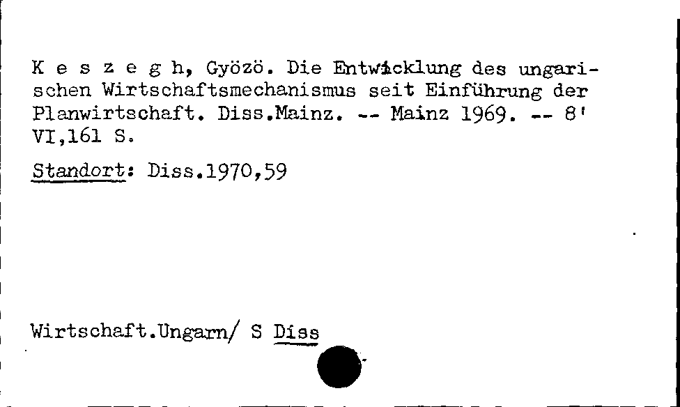 [Katalogkarte Dissertationenkatalog bis 1980]
