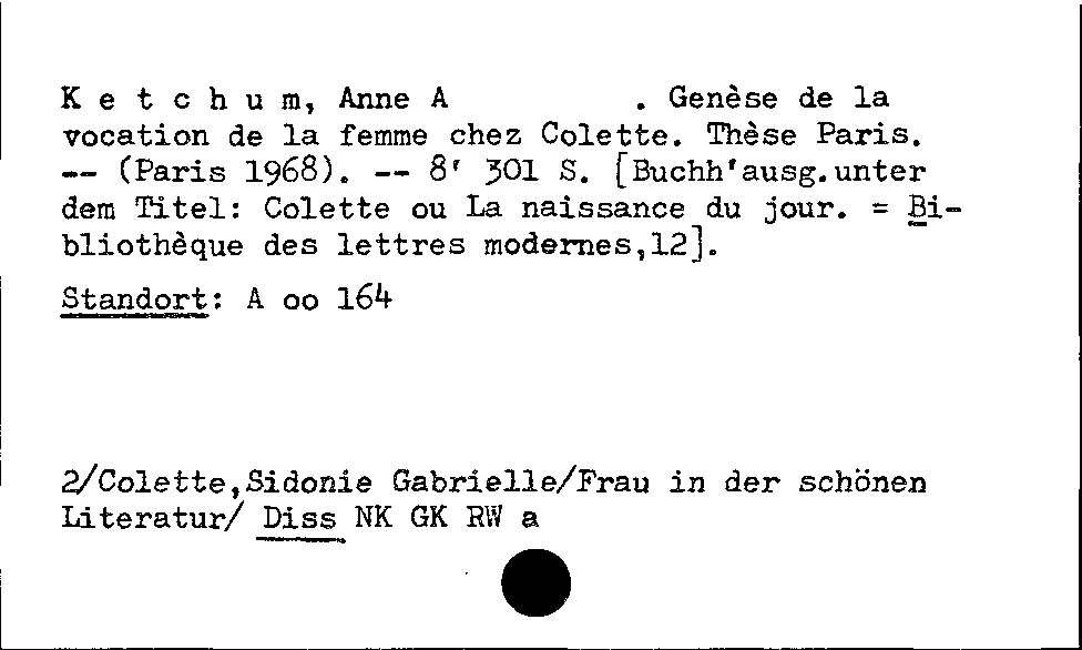 [Katalogkarte Dissertationenkatalog bis 1980]