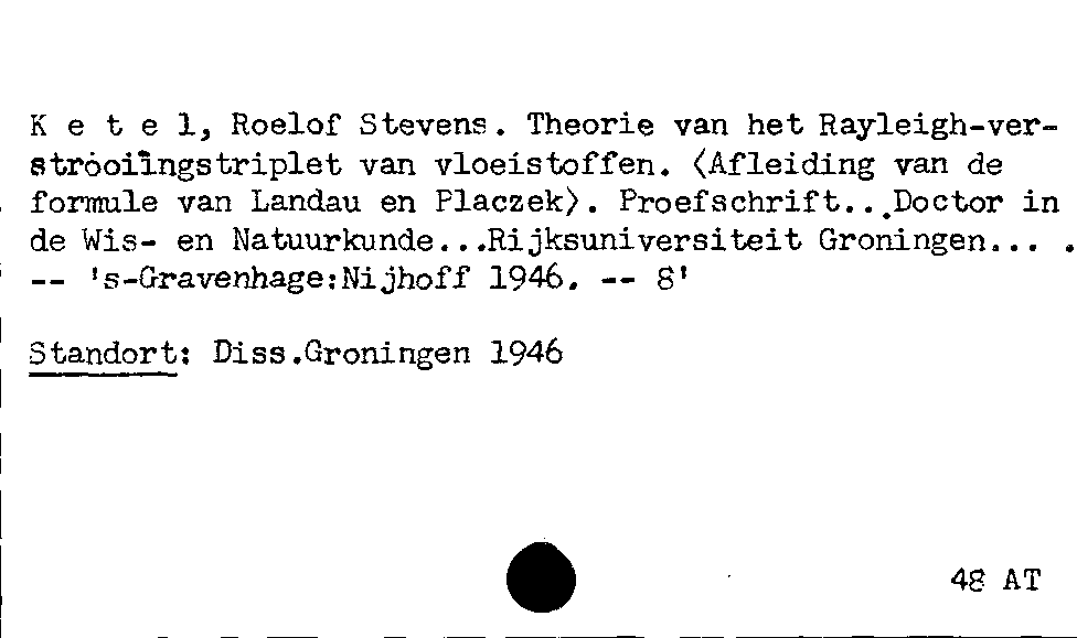 [Katalogkarte Dissertationenkatalog bis 1980]