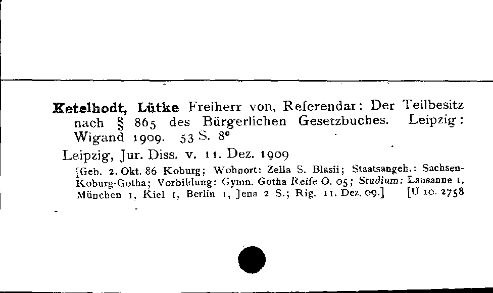 [Katalogkarte Dissertationenkatalog bis 1980]