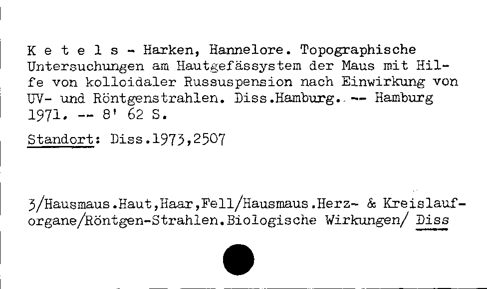 [Katalogkarte Dissertationenkatalog bis 1980]
