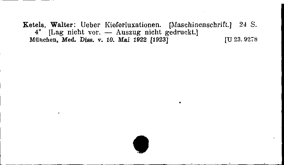 [Katalogkarte Dissertationenkatalog bis 1980]