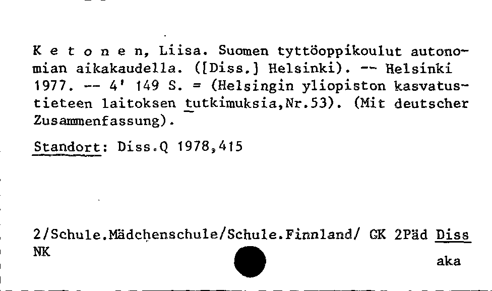 [Katalogkarte Dissertationenkatalog bis 1980]