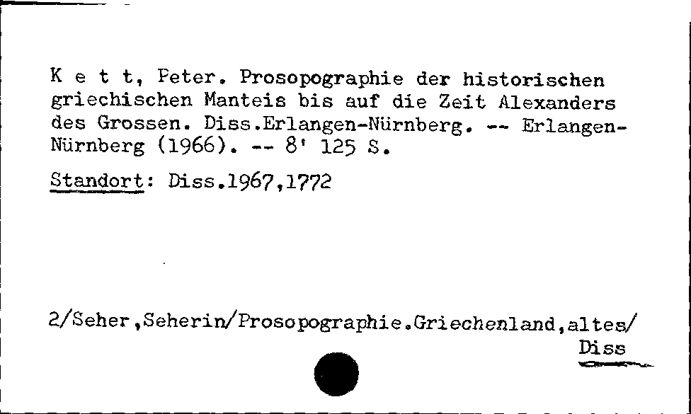 [Katalogkarte Dissertationenkatalog bis 1980]
