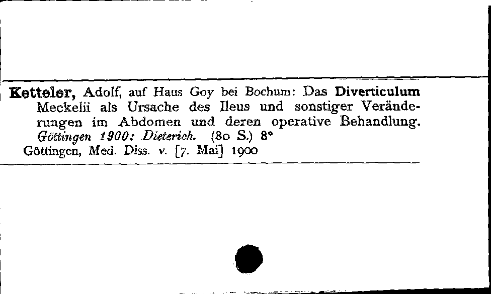 [Katalogkarte Dissertationenkatalog bis 1980]