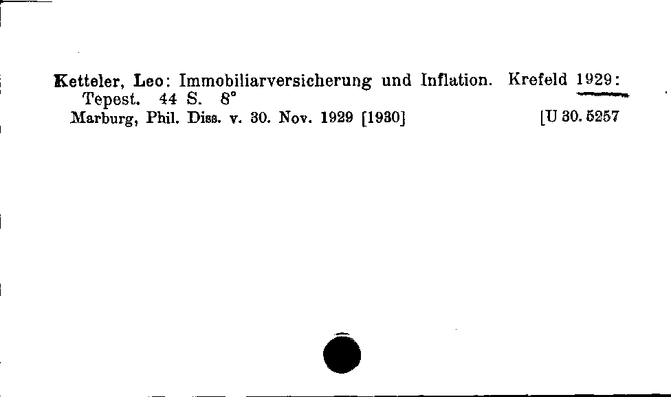 [Katalogkarte Dissertationenkatalog bis 1980]