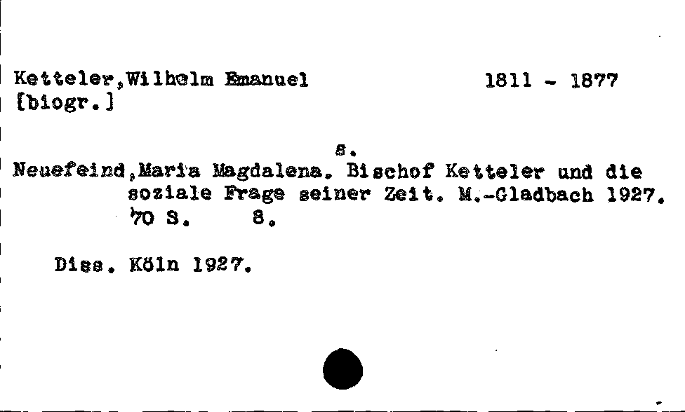 [Katalogkarte Dissertationenkatalog bis 1980]