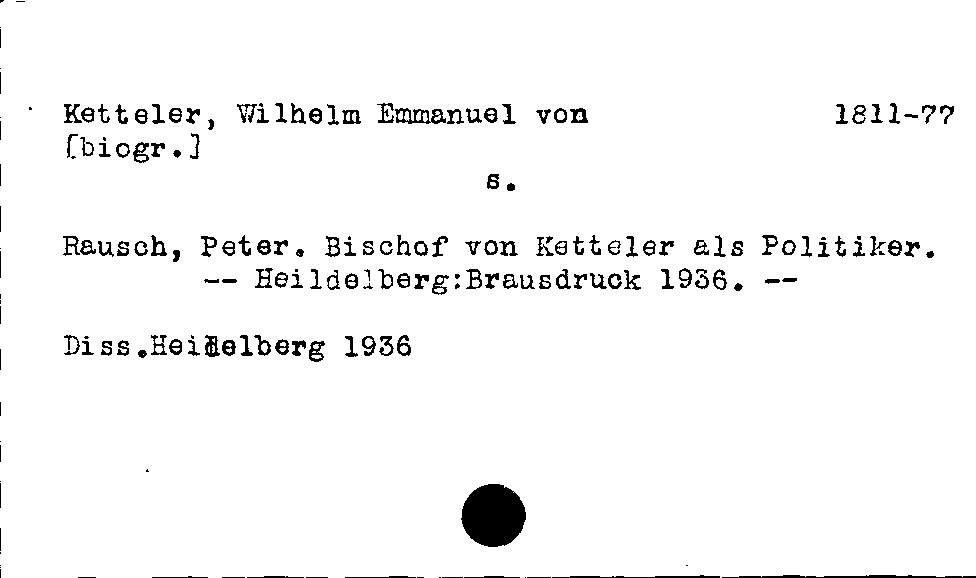 [Katalogkarte Dissertationenkatalog bis 1980]