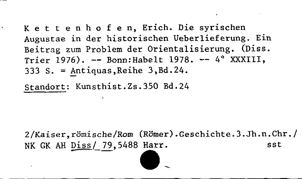 [Katalogkarte Dissertationenkatalog bis 1980]