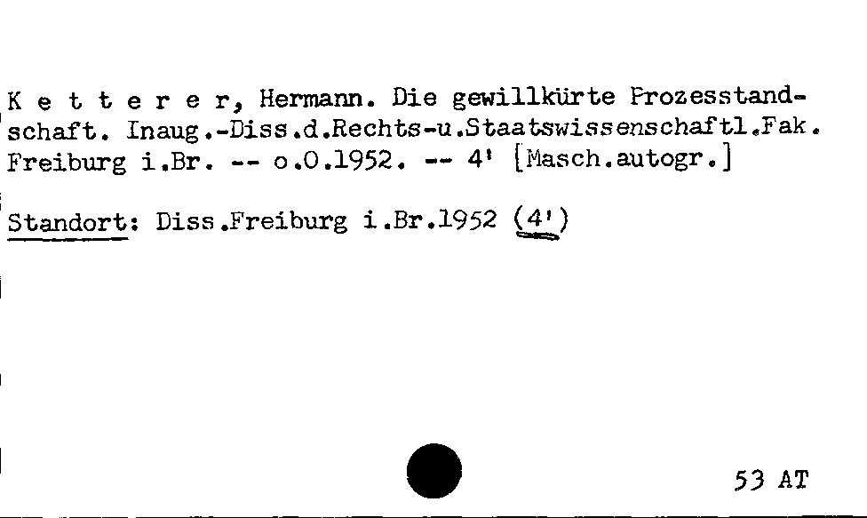 [Katalogkarte Dissertationenkatalog bis 1980]