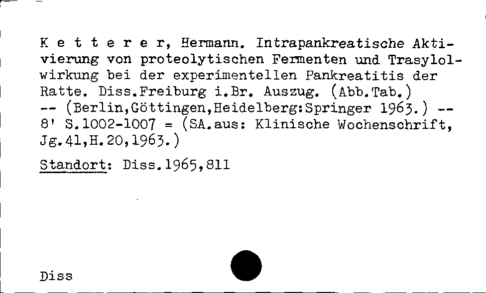 [Katalogkarte Dissertationenkatalog bis 1980]