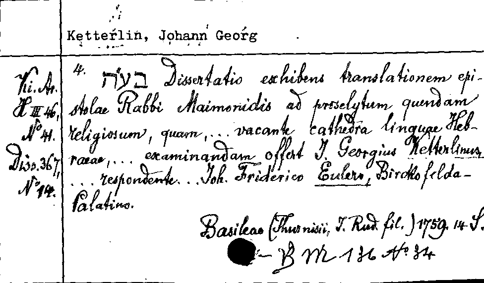 [Katalogkarte Dissertationenkatalog bis 1980]