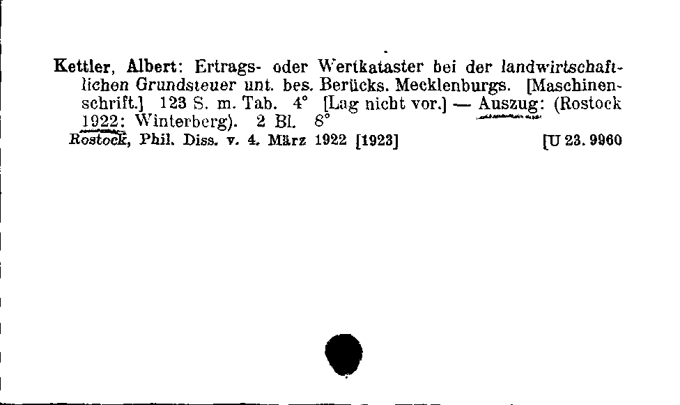 [Katalogkarte Dissertationenkatalog bis 1980]