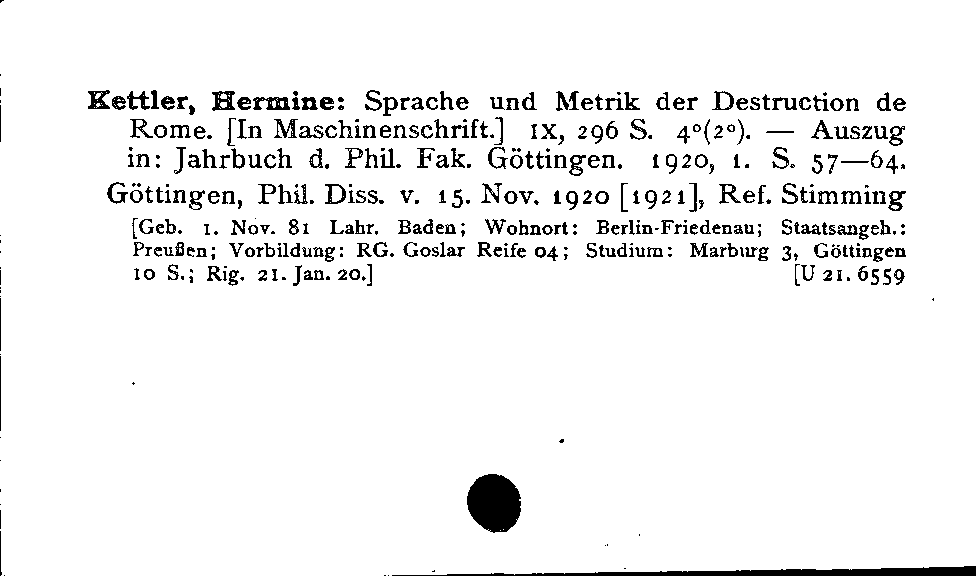 [Katalogkarte Dissertationenkatalog bis 1980]