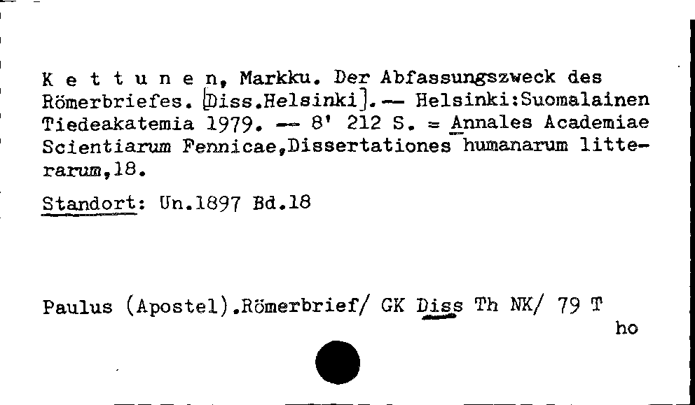 [Katalogkarte Dissertationenkatalog bis 1980]