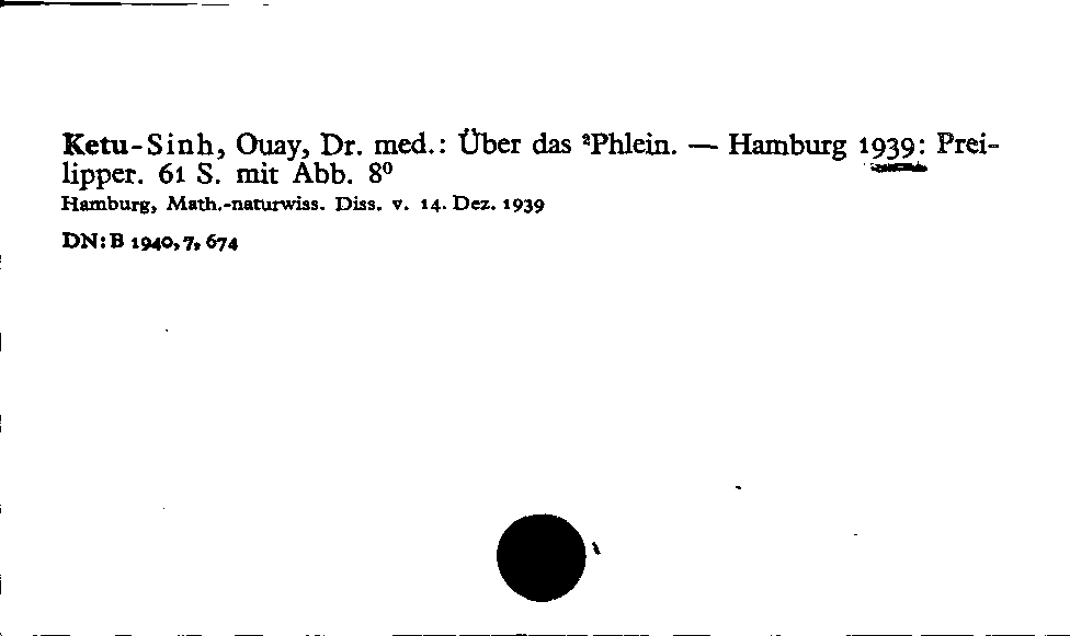 [Katalogkarte Dissertationenkatalog bis 1980]