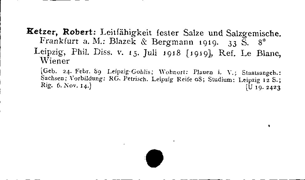 [Katalogkarte Dissertationenkatalog bis 1980]