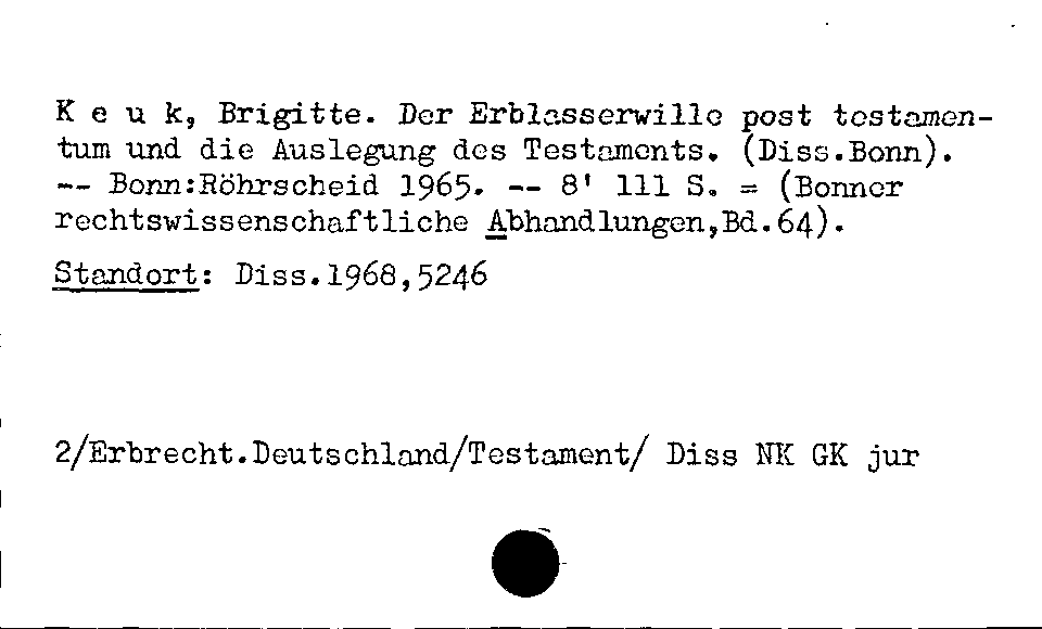 [Katalogkarte Dissertationenkatalog bis 1980]