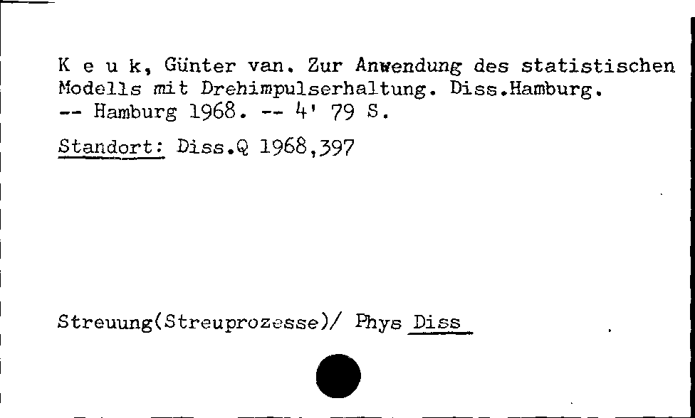 [Katalogkarte Dissertationenkatalog bis 1980]