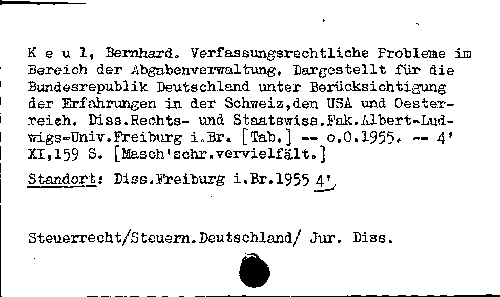 [Katalogkarte Dissertationenkatalog bis 1980]