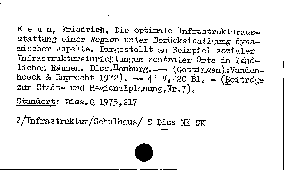 [Katalogkarte Dissertationenkatalog bis 1980]