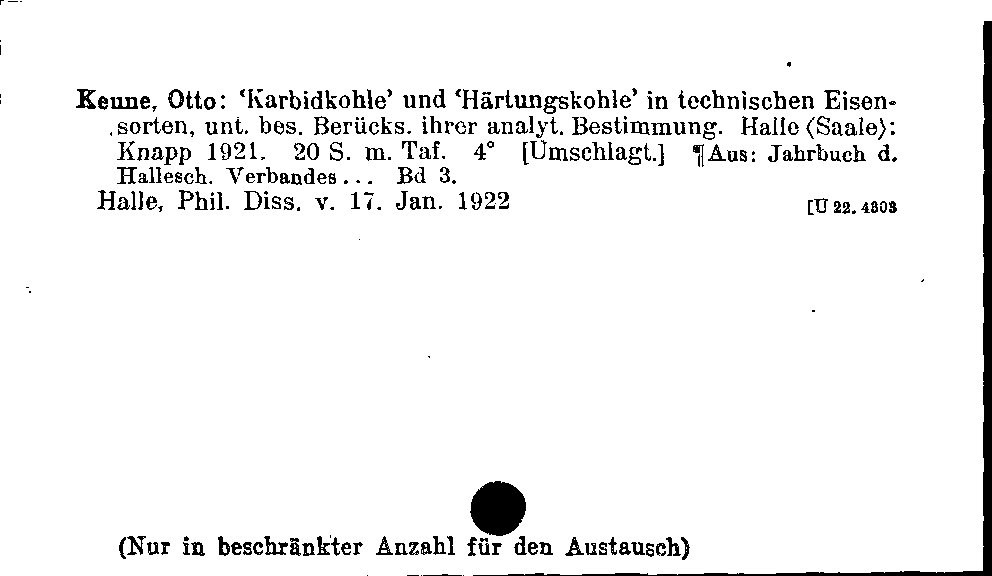 [Katalogkarte Dissertationenkatalog bis 1980]