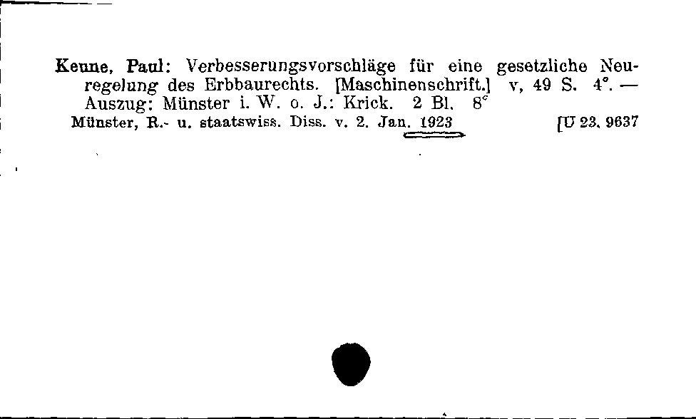 [Katalogkarte Dissertationenkatalog bis 1980]