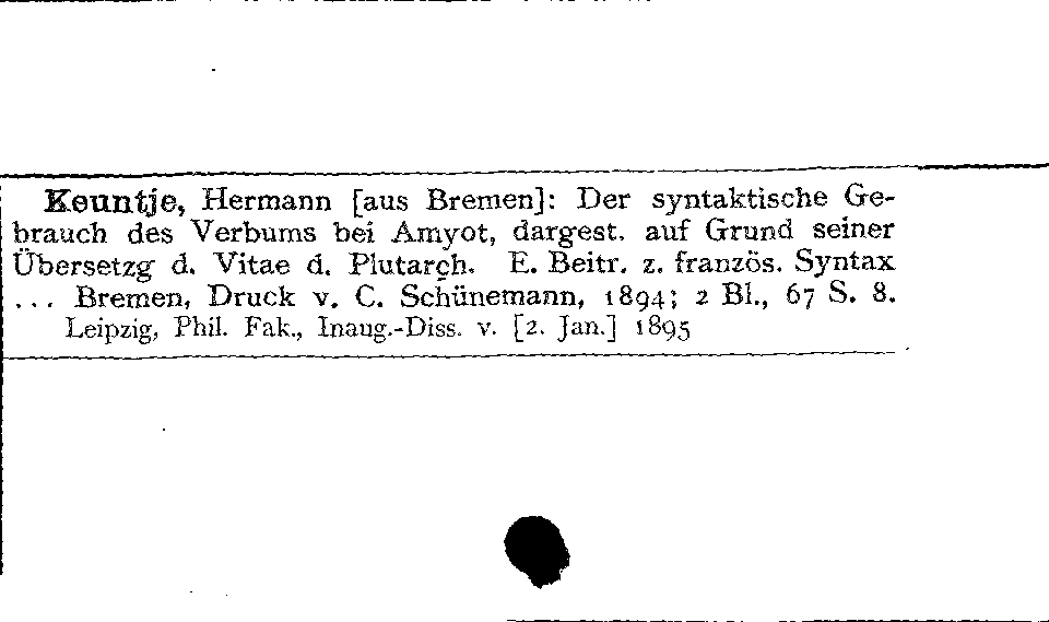 [Katalogkarte Dissertationenkatalog bis 1980]