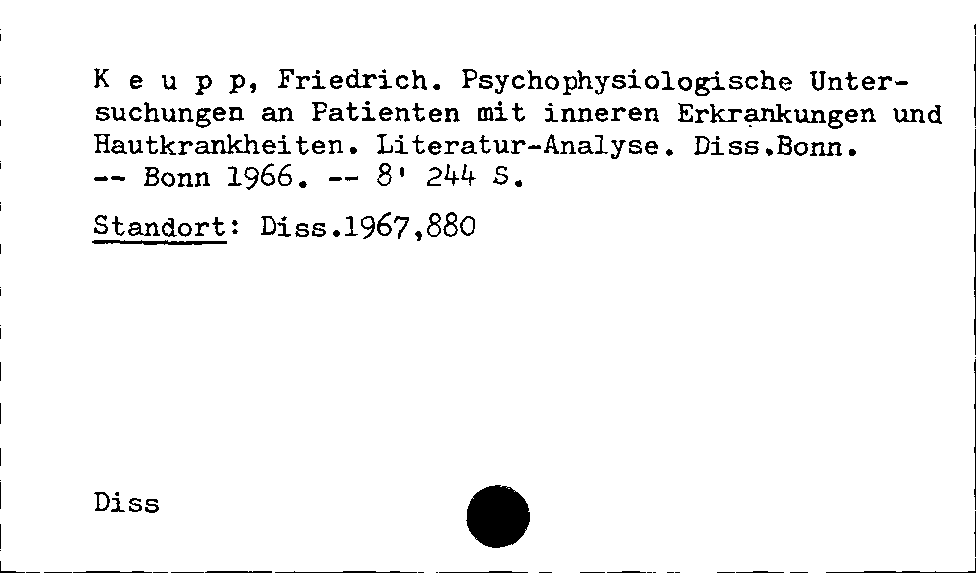 [Katalogkarte Dissertationenkatalog bis 1980]