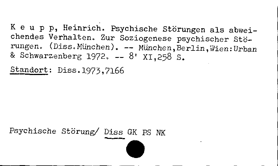 [Katalogkarte Dissertationenkatalog bis 1980]