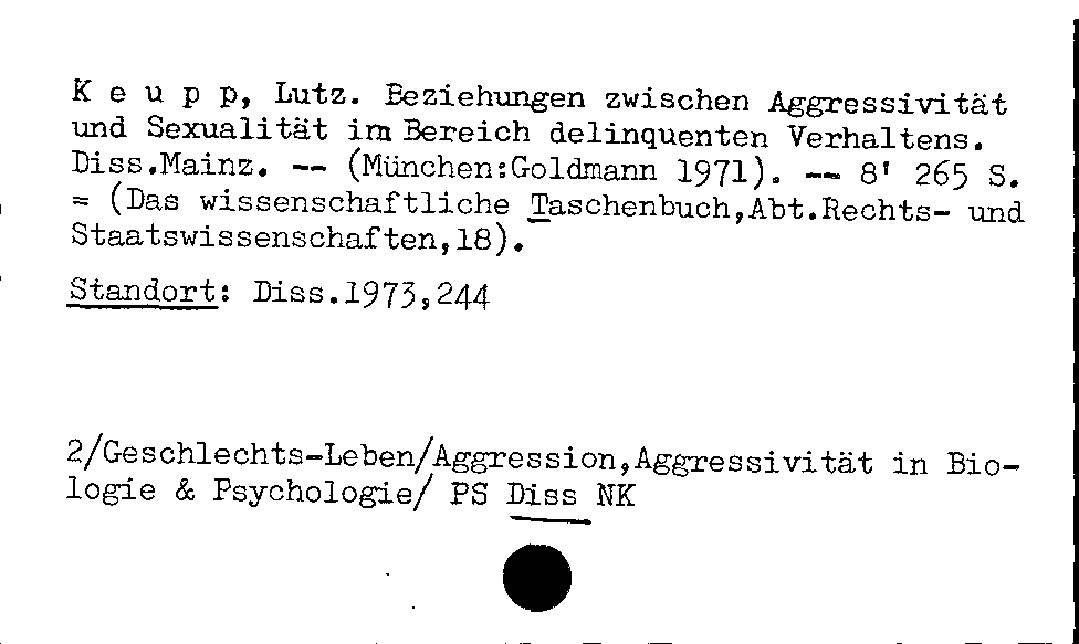 [Katalogkarte Dissertationenkatalog bis 1980]