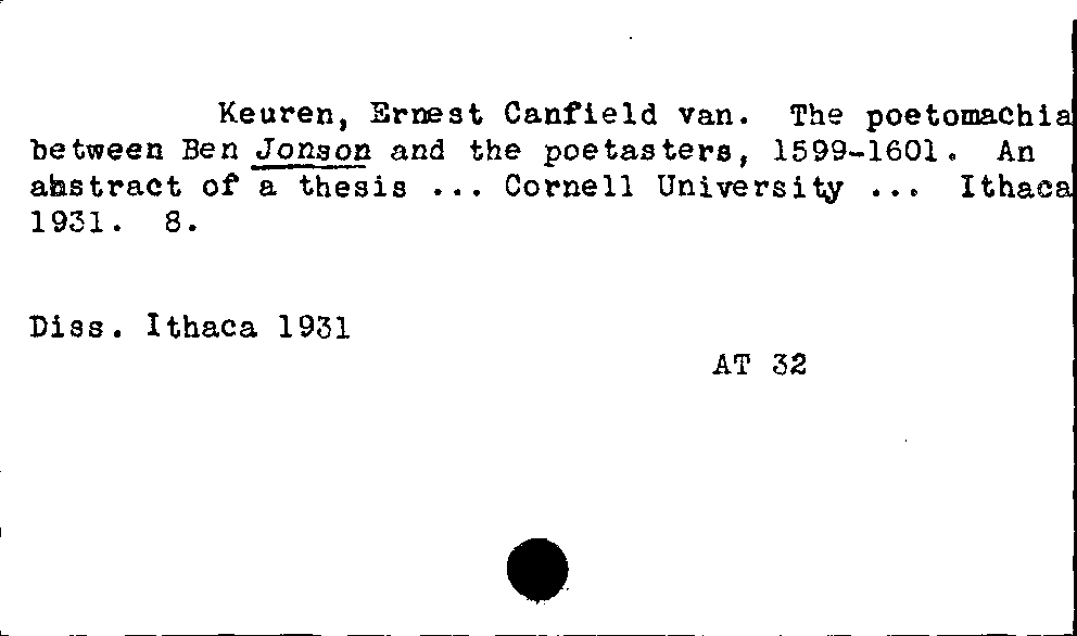 [Katalogkarte Dissertationenkatalog bis 1980]