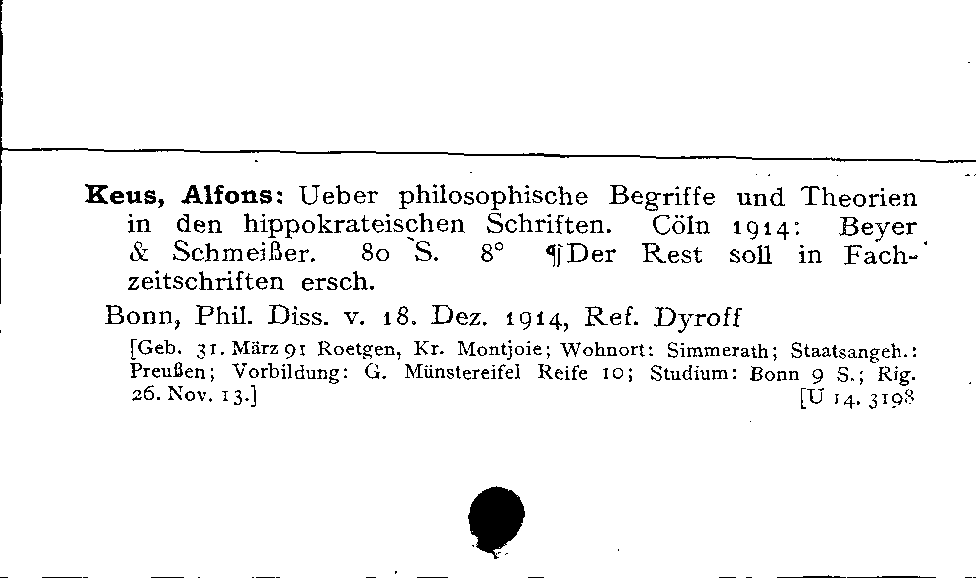 [Katalogkarte Dissertationenkatalog bis 1980]