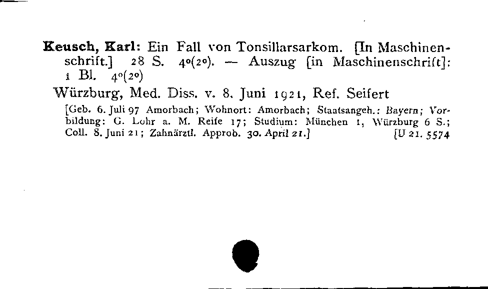 [Katalogkarte Dissertationenkatalog bis 1980]