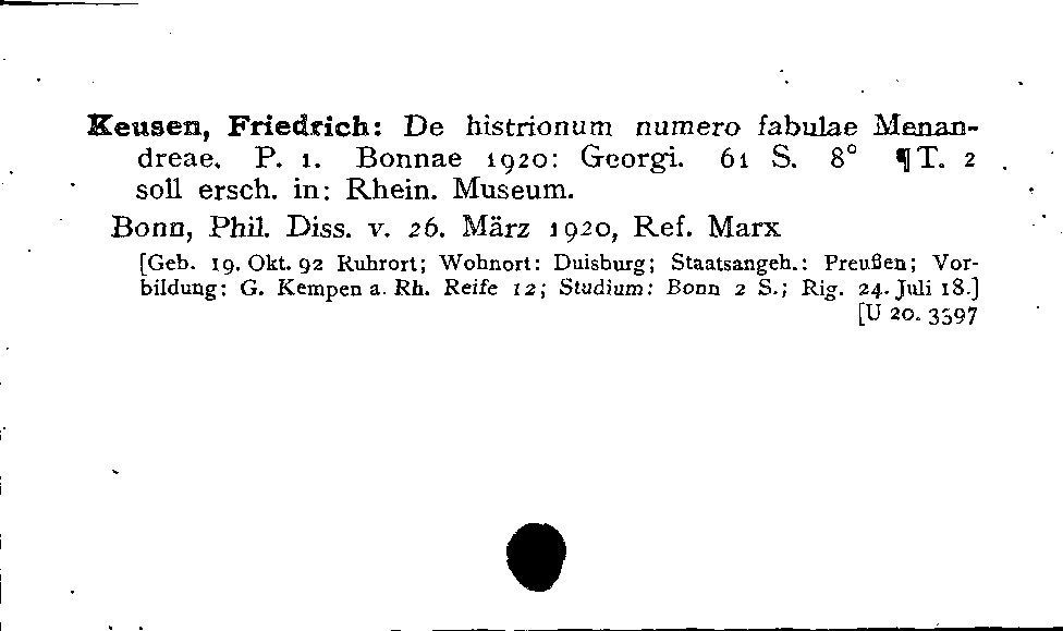 [Katalogkarte Dissertationenkatalog bis 1980]