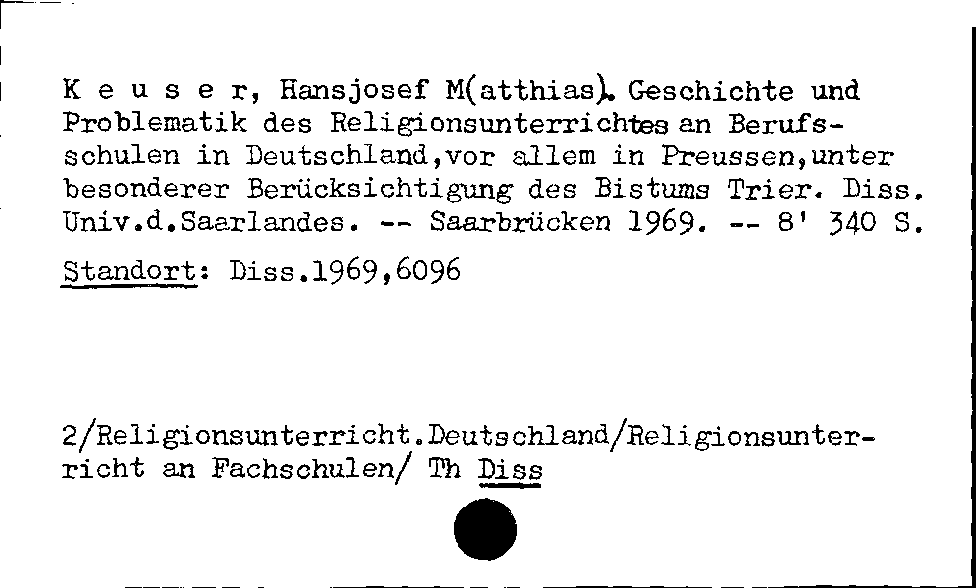 [Katalogkarte Dissertationenkatalog bis 1980]